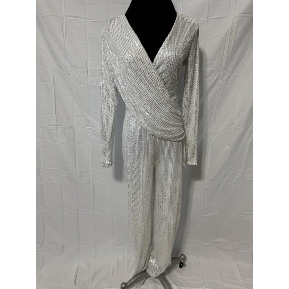 Unbranded Women’s White Sequin Jumpsuit Size Large NWOT - Picture 1 of 3